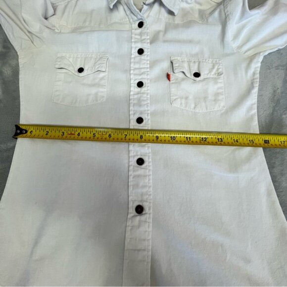 Vintage Levi's White Cotton Long Sleeve Snap Down Shirt - Picture 9 of 14